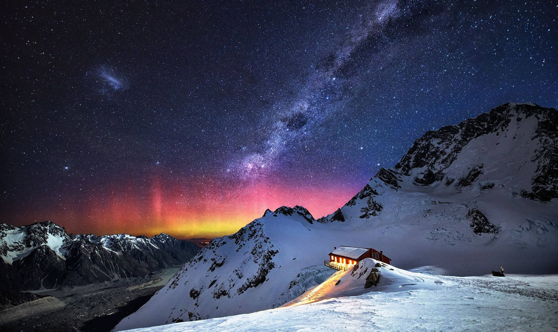 Aurora Polaris And Milky Way Background