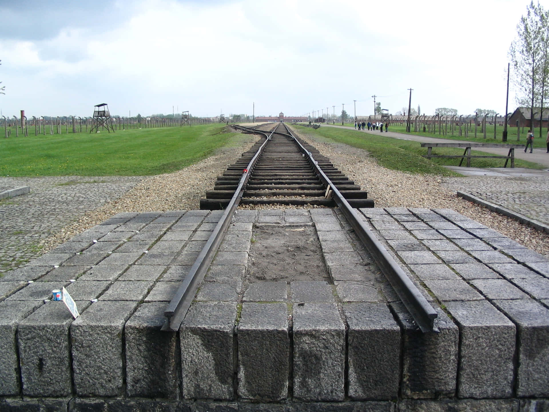 Auschwitz Birkenau Concentration Camp Outdoor Railway Track Background