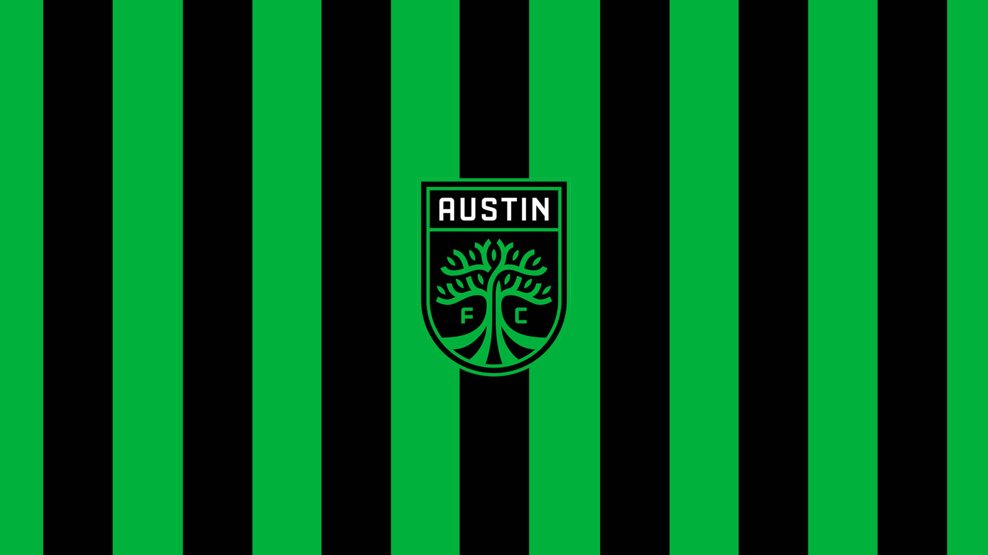 Austin Fc Club Logo Engulfed In A Vivid Green Pattern Background