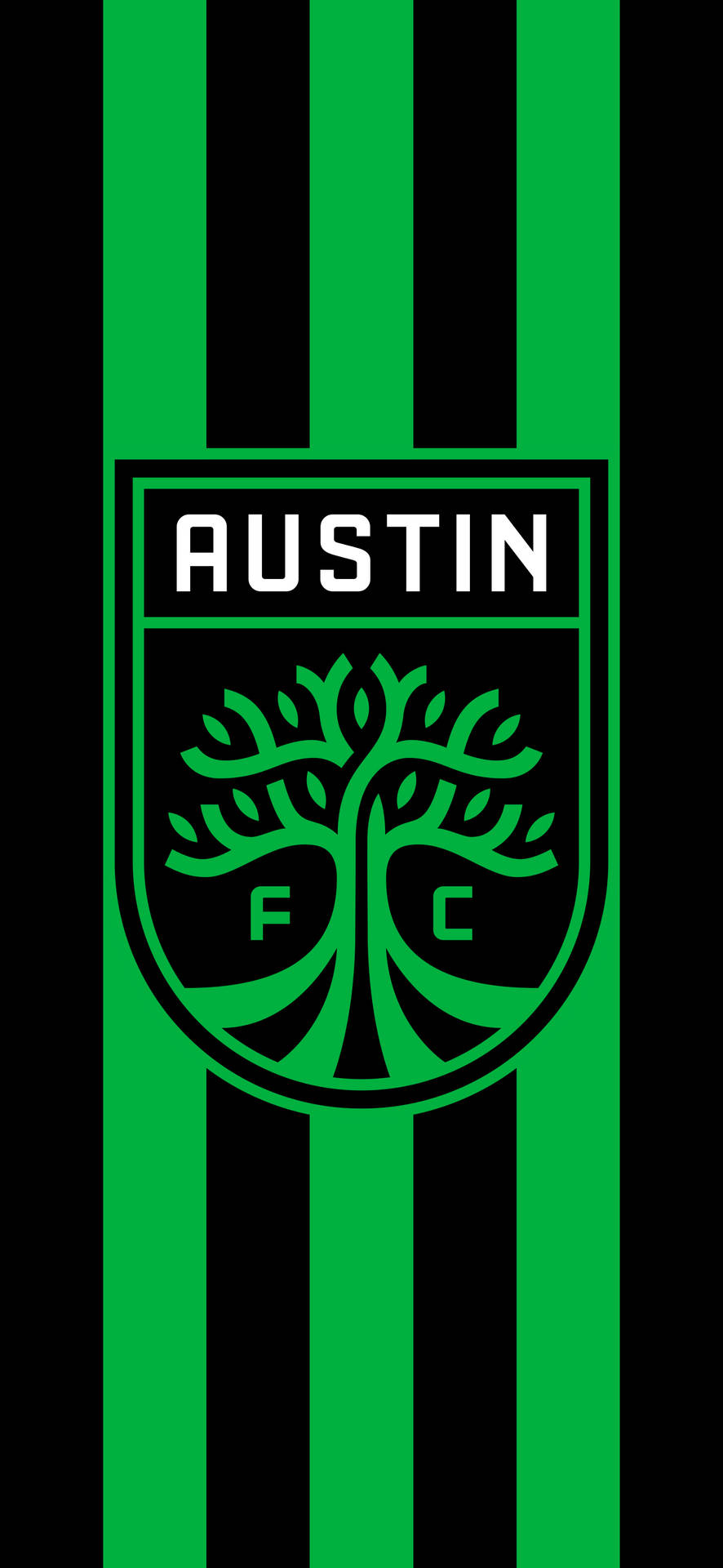 Austin Fc Soccer League Logo With Green Pattern