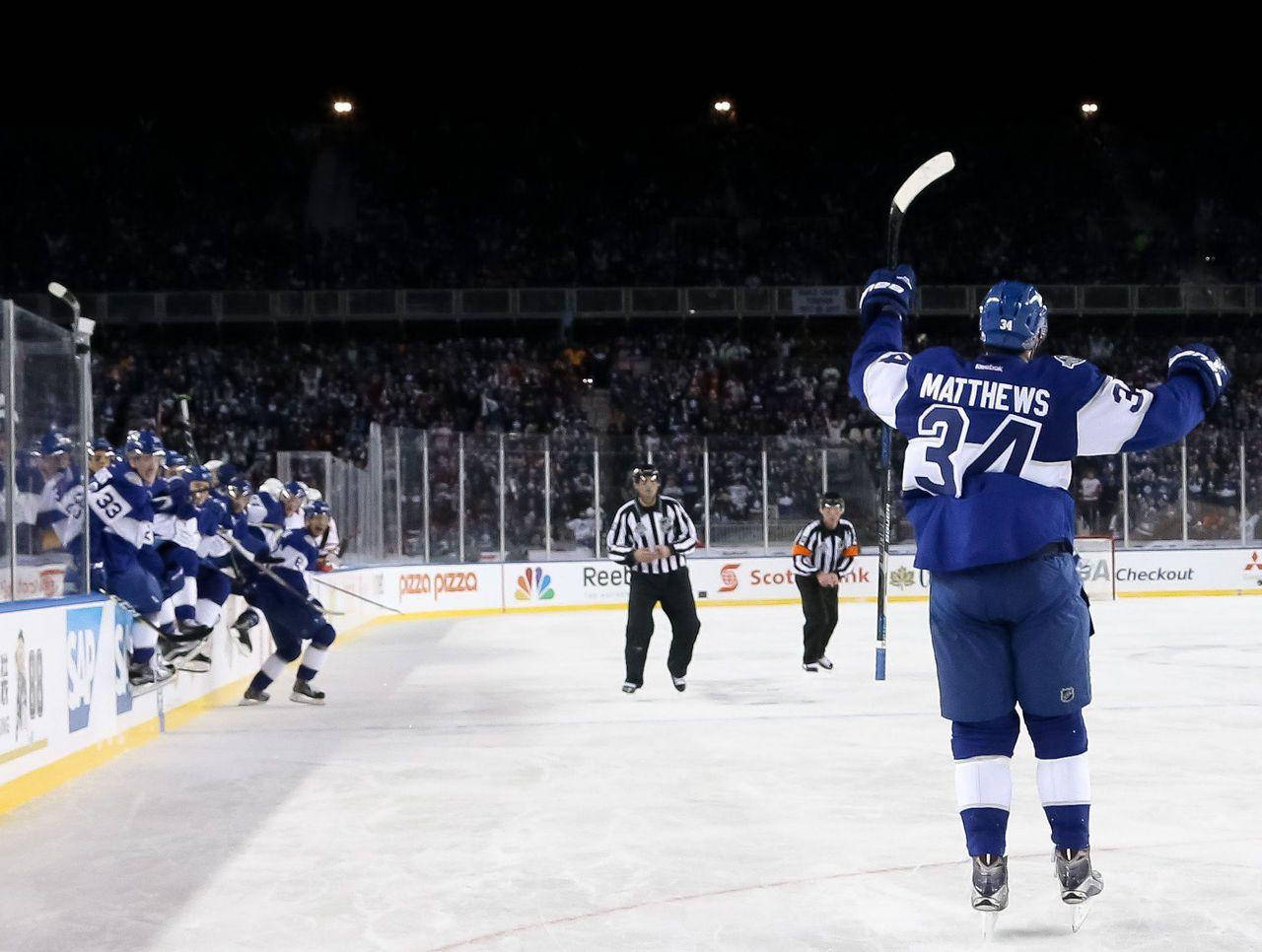 Auston Matthews, #34, Displaying Excellence On Ice Background