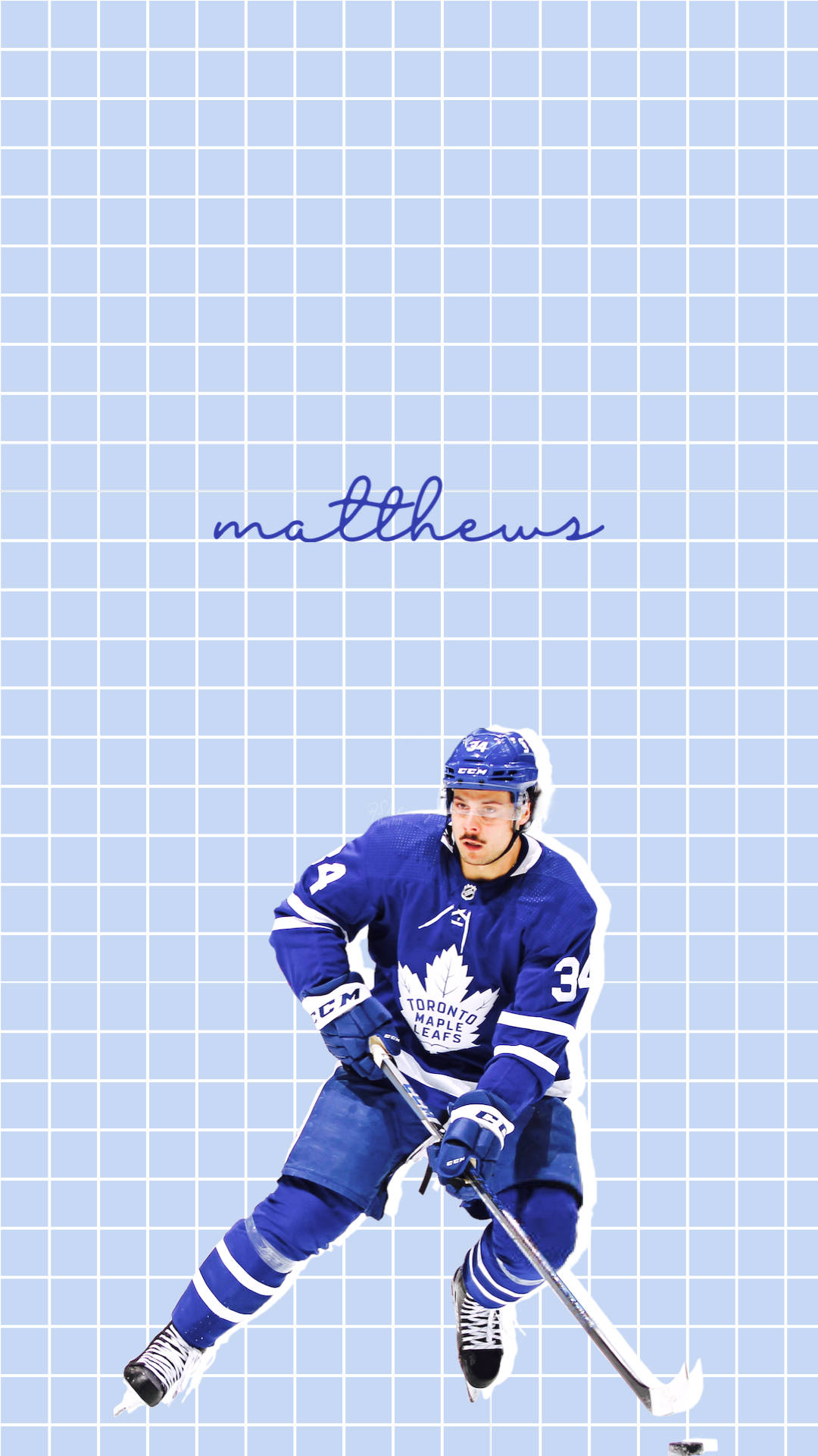 Auston Matthews Blue Checkered Background