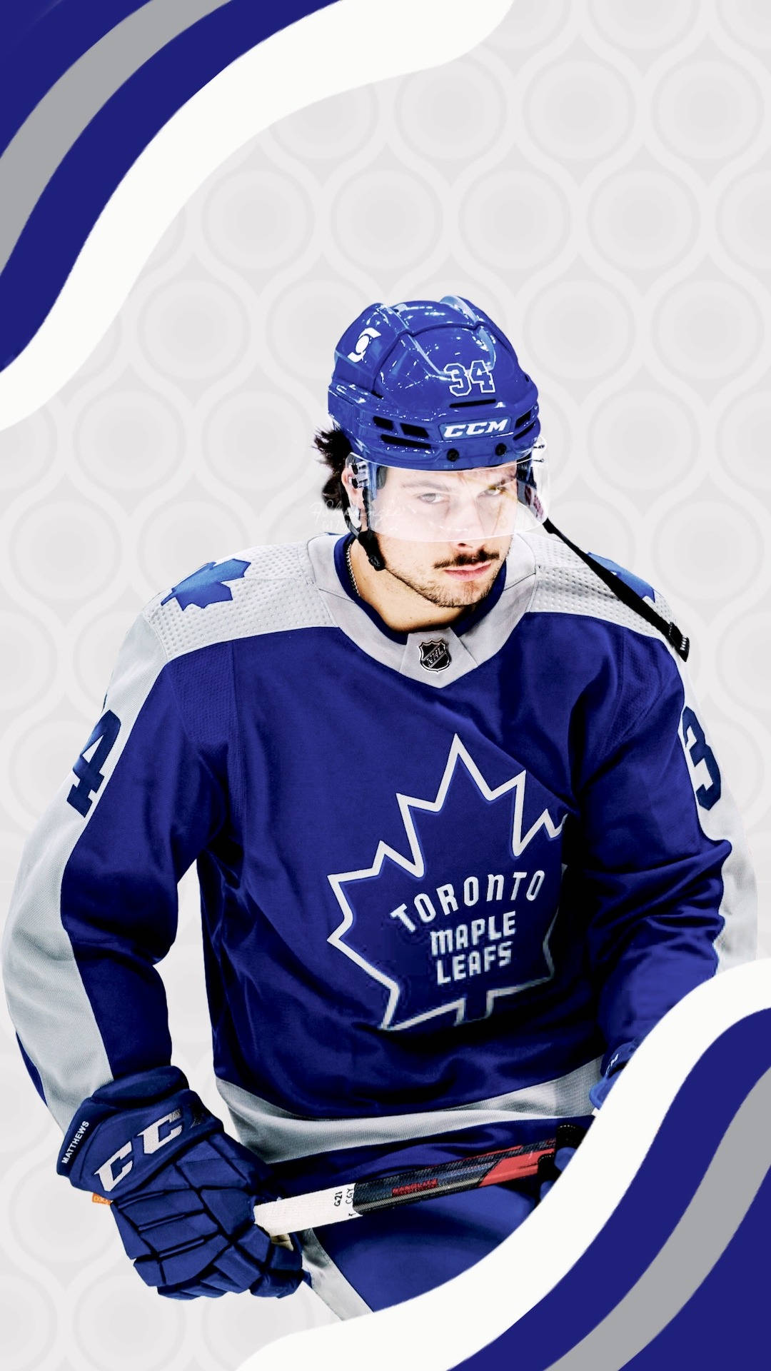 Auston Matthews Blue Graphic Design Background