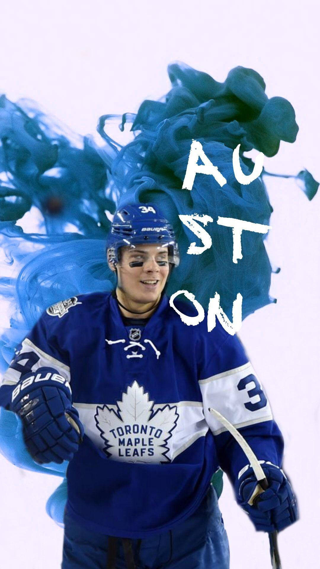 Auston Matthews Blue Paint Background