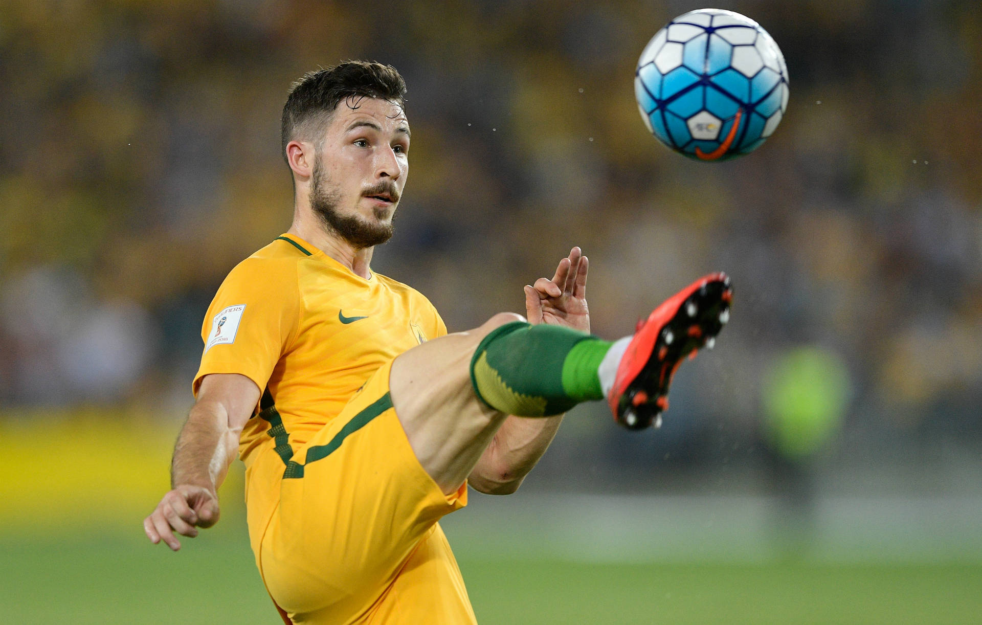 Australia National Football Team Mathew Leckie Kick Pose Background