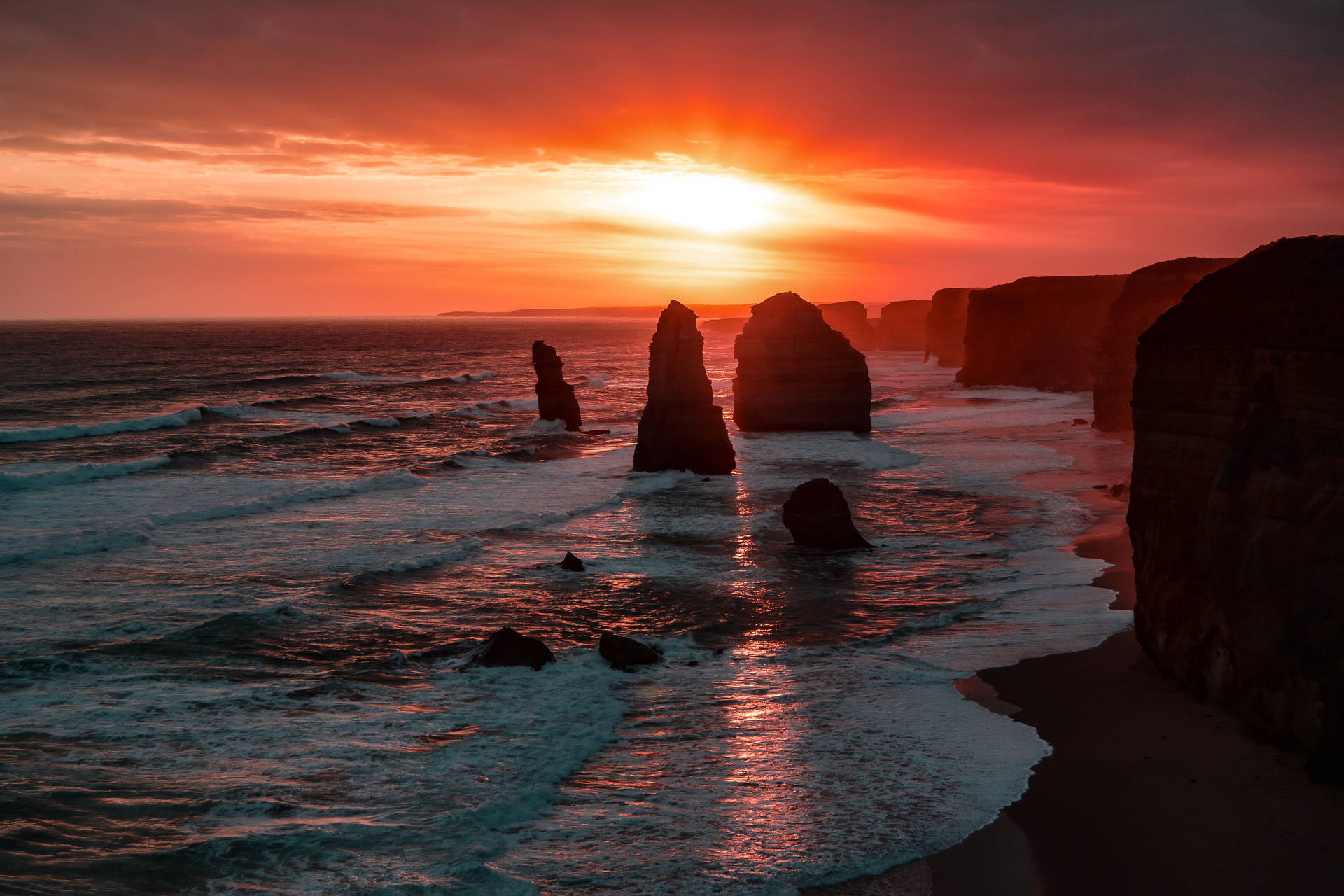 Australia Twelve Apostles At Sunset Background