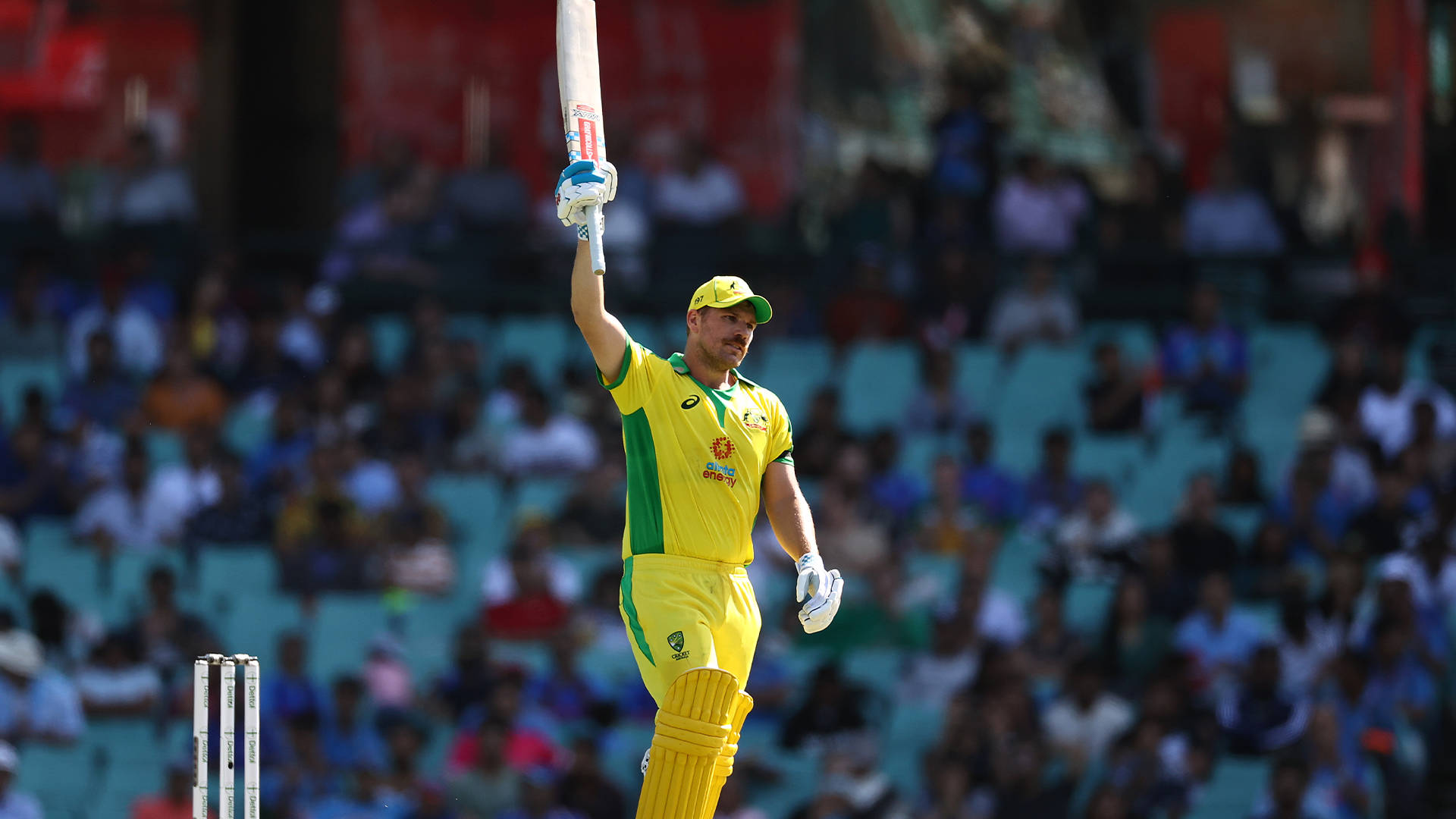 Australian Cricket Star Aaron Finch In Action Background