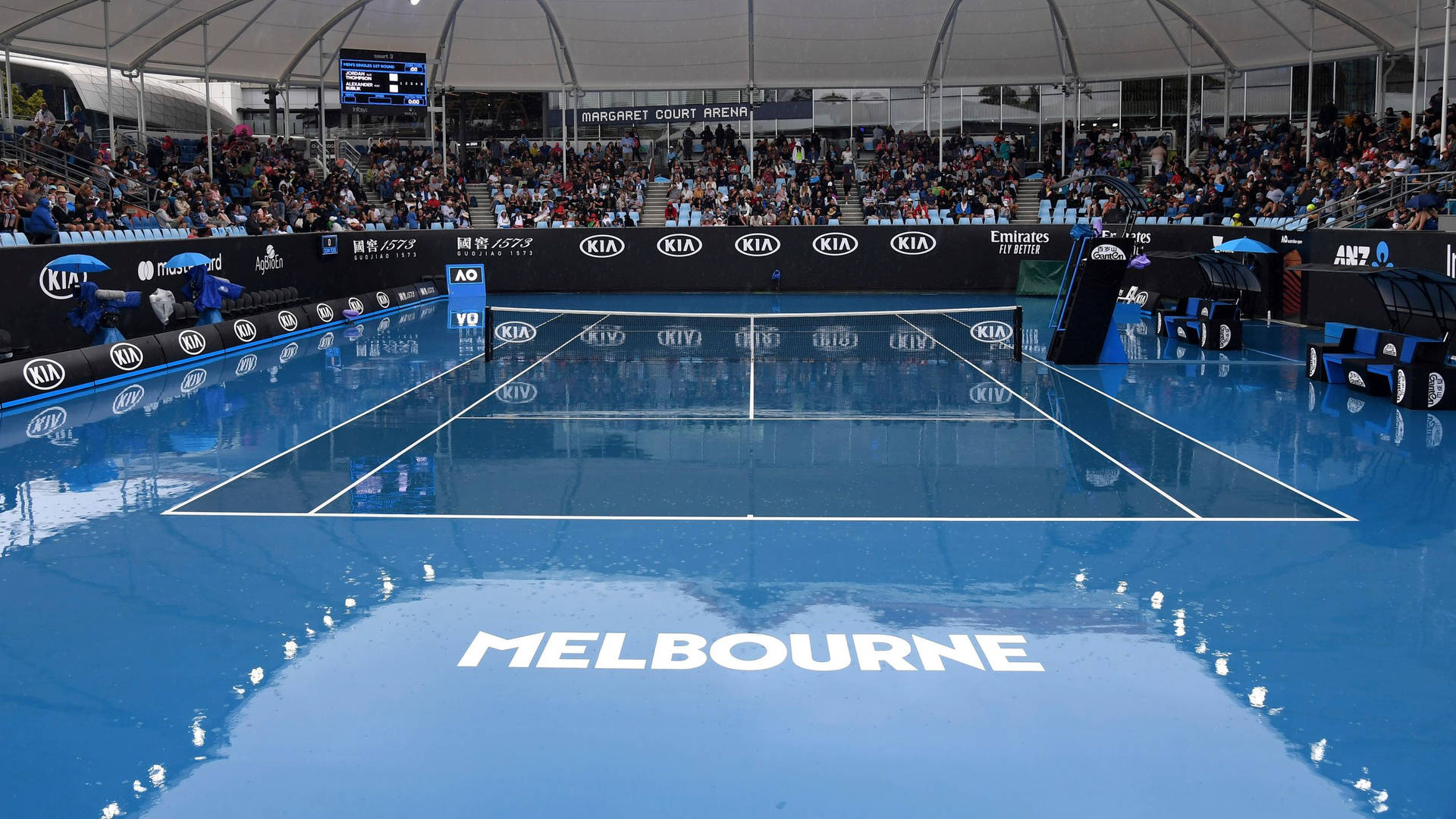 Australian Open Court Soaked In Rain
