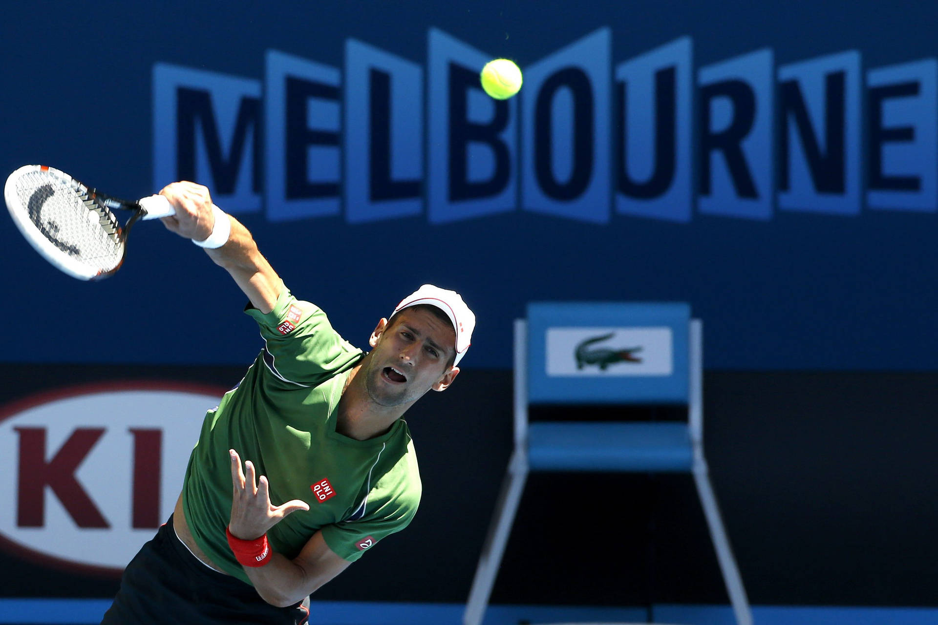 Australian Open With Novak In Green Background