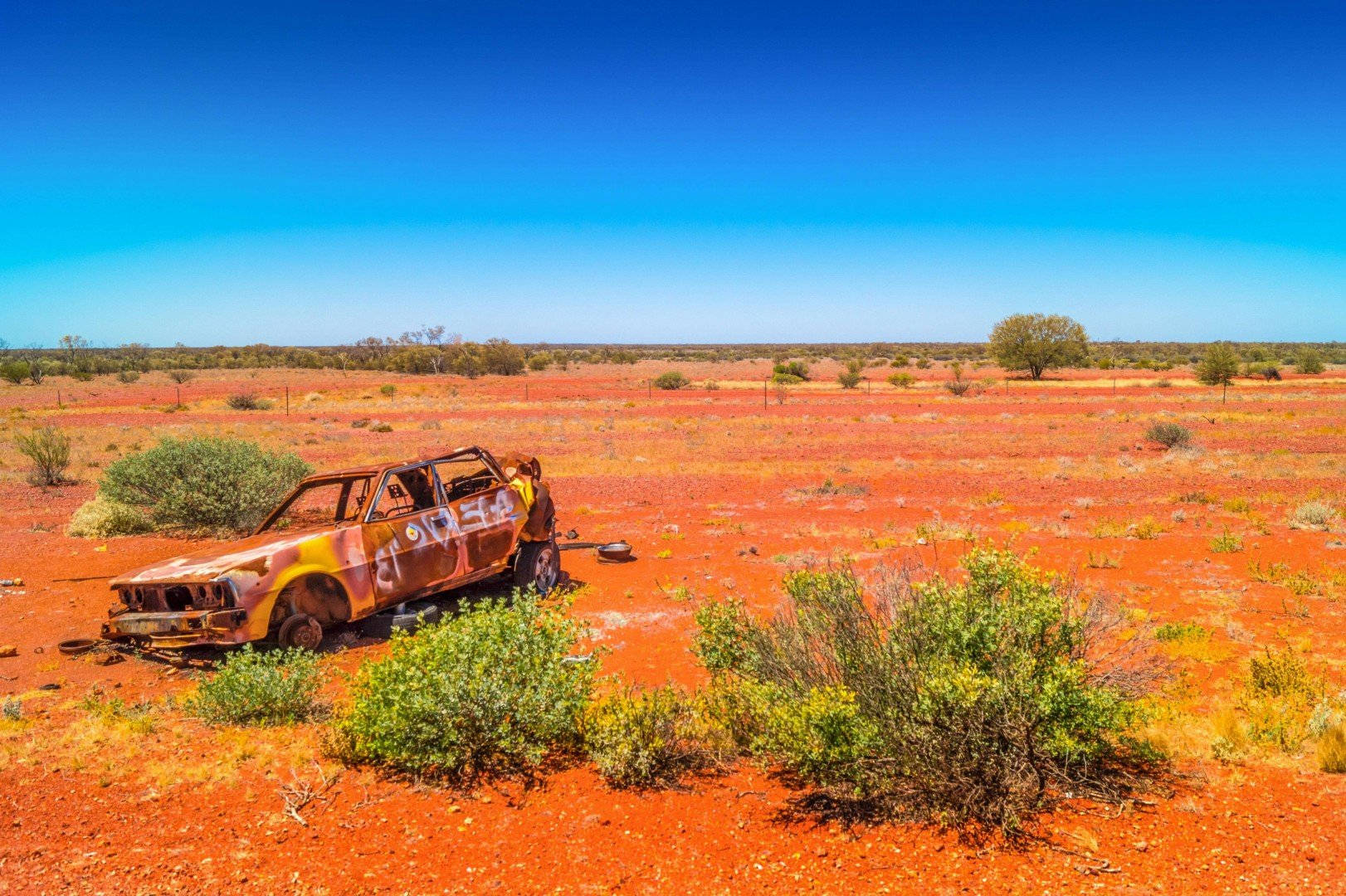 Australian Outback Broken Car Background
