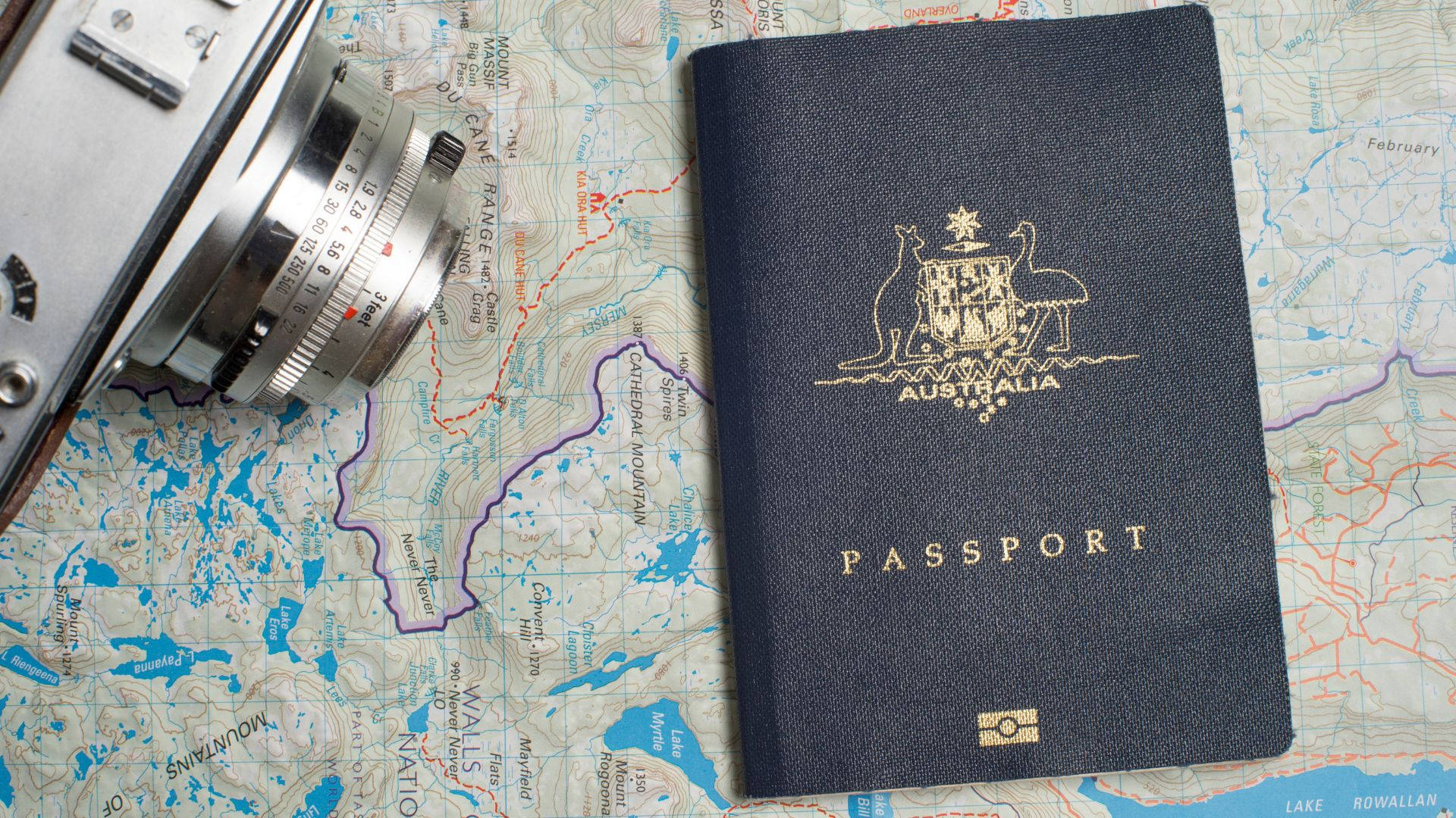 Australian Passport On World Map Background