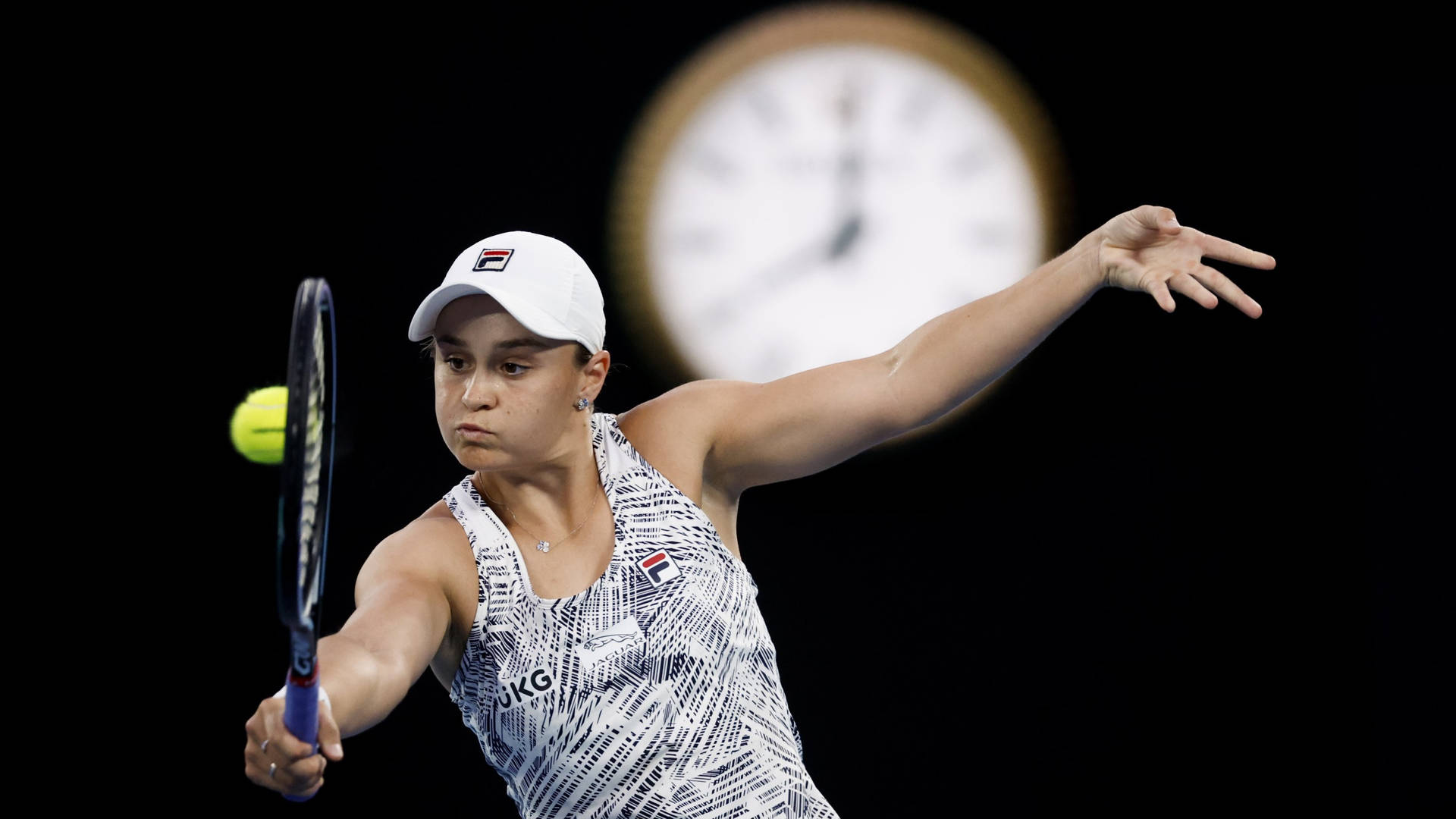 Australian Tennis Phenom Ashleigh Barty In Action Background