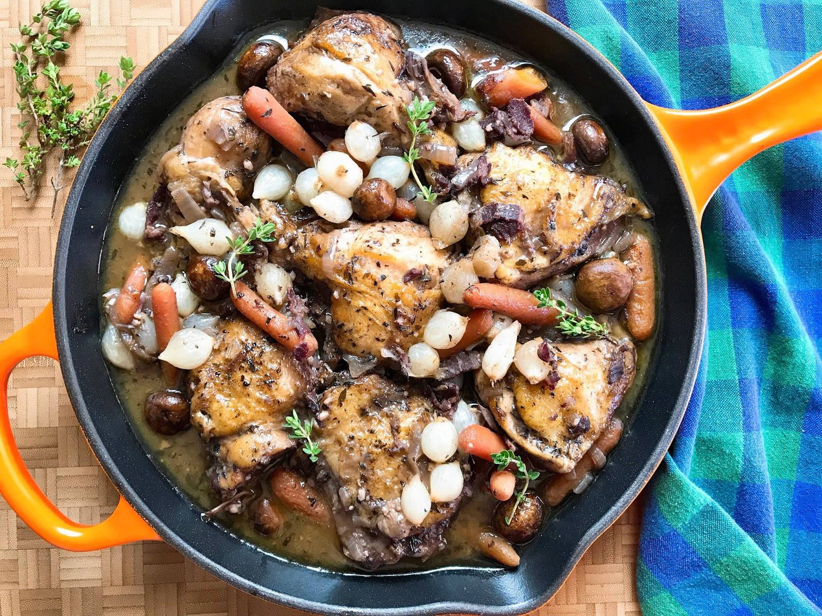 Authentic Coq Au Vin Garnished With Pearl Onions