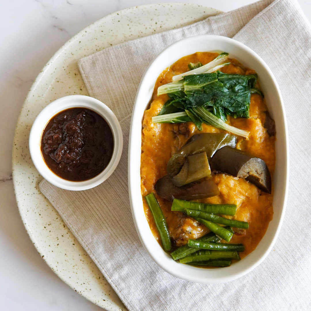 Authentic Filipino Kare-kare Stew With Shrimp Paste Background