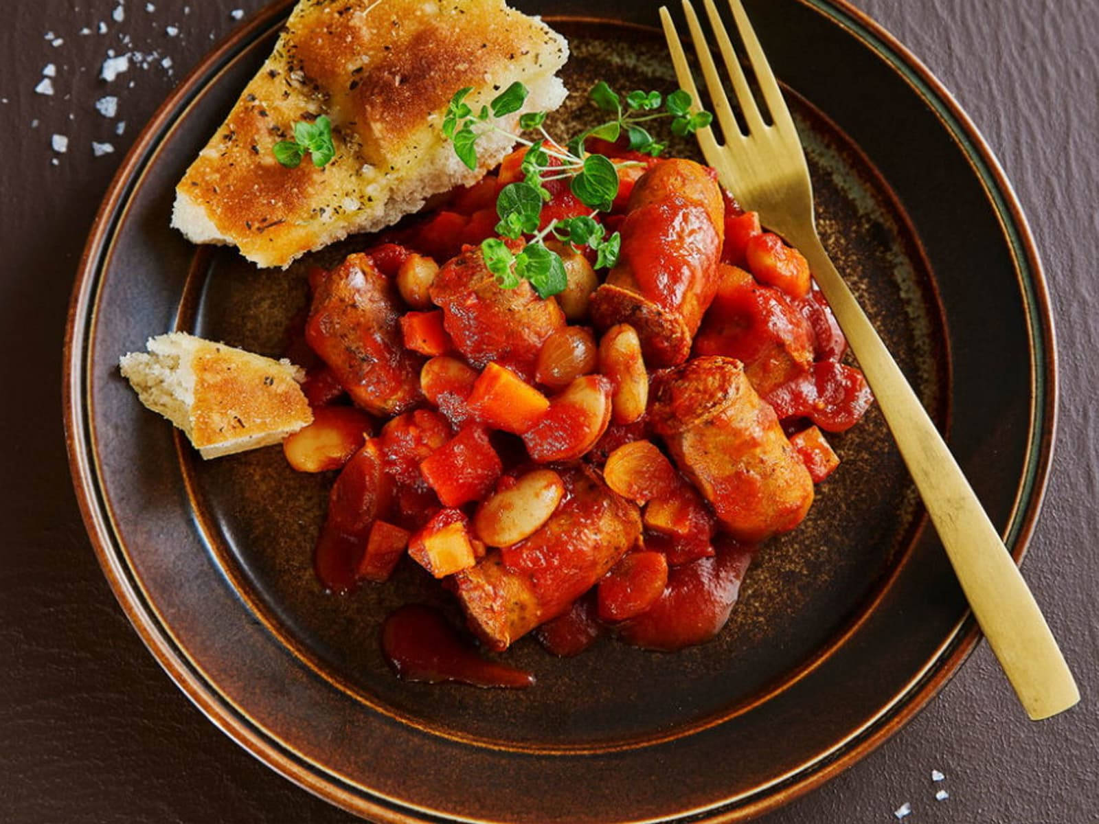 Authentic French Cassoulet With Pork And Sausages Background