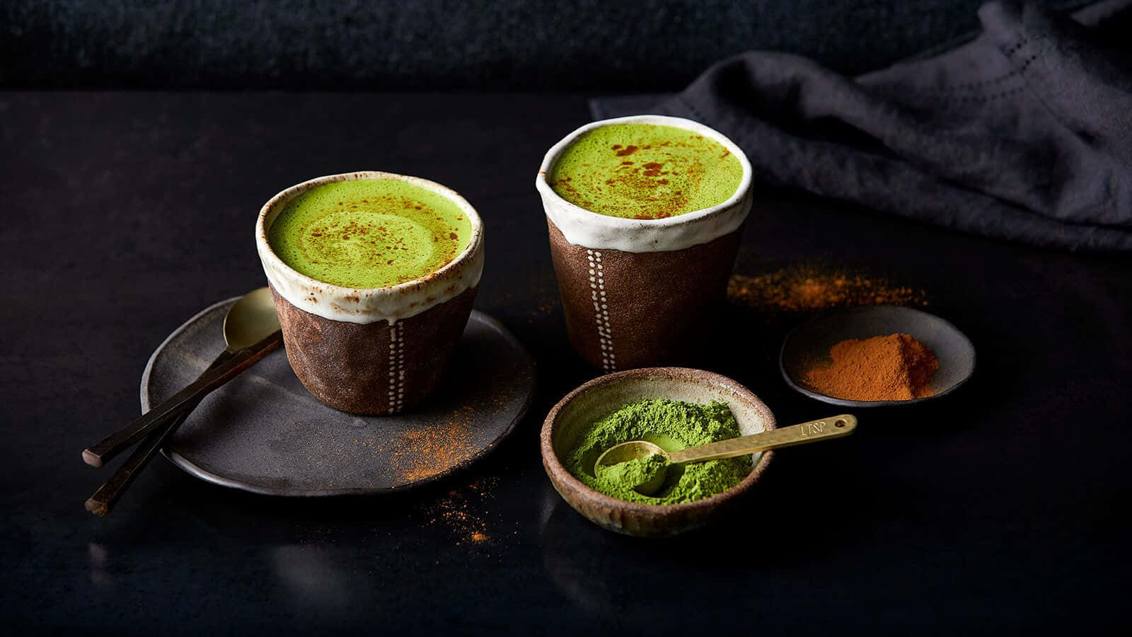 Authentic Green Matcha Tea In Traditional Bowl Background
