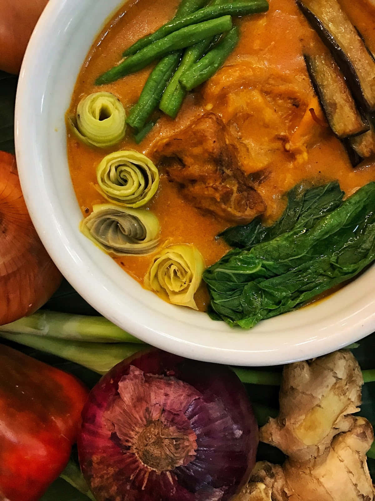 Authentic Kare-kare Served In A Bowl Background