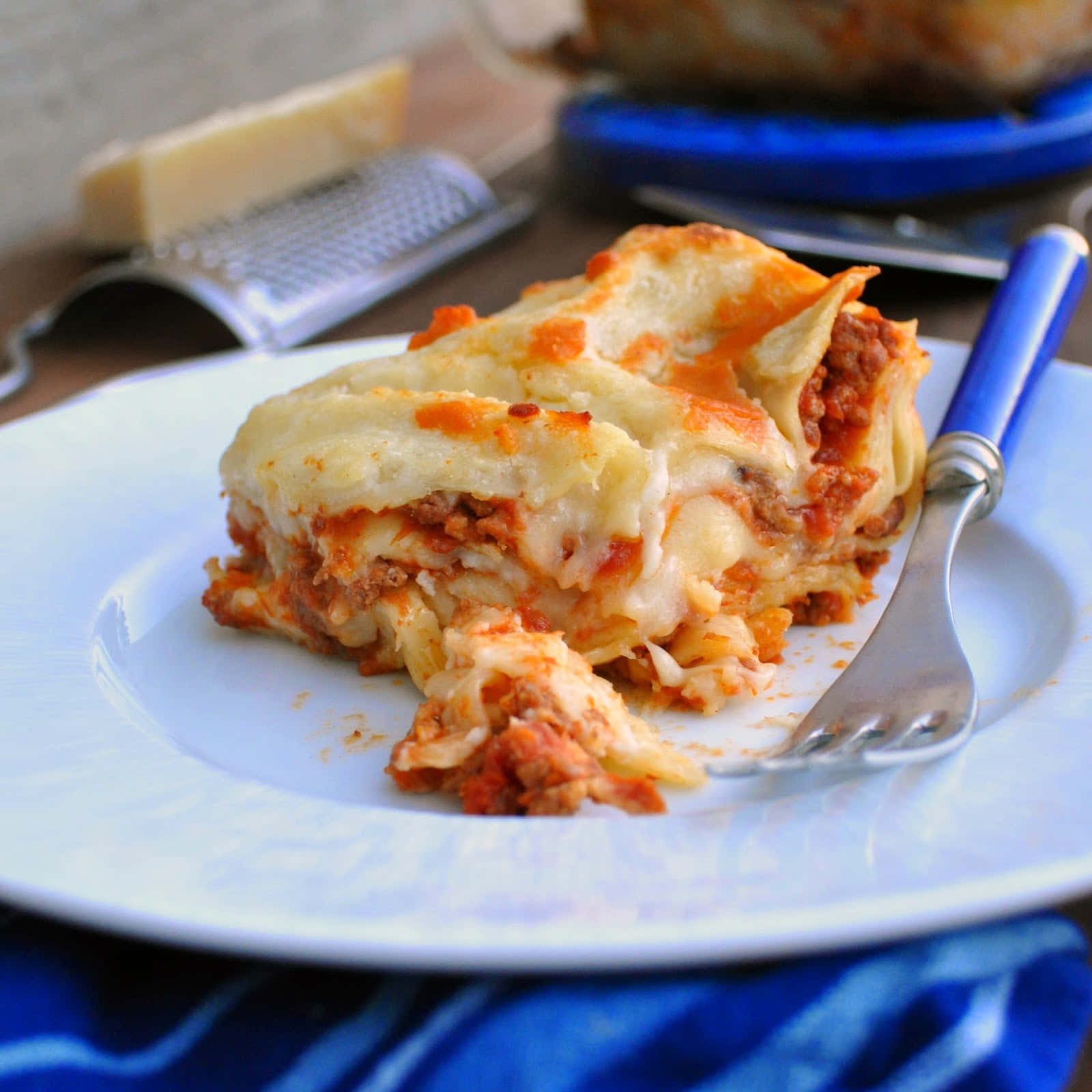 Authentic Lasagna Alla Bolognese Served Fresh Background