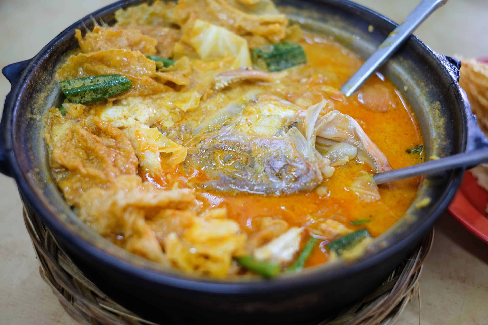 Authentic Singaporean Cuisine - Fish Head Curry Background