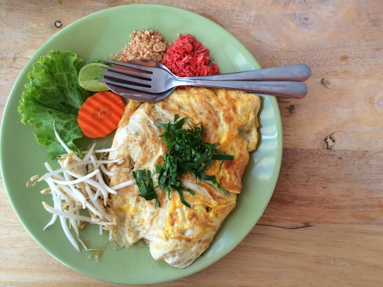 Authentic Top View Of Green Thai Curry Omelette Background