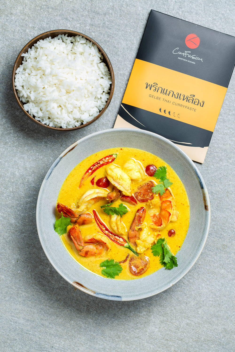 Authentic Yellow Curry With Fragrant Spices And Rice Background