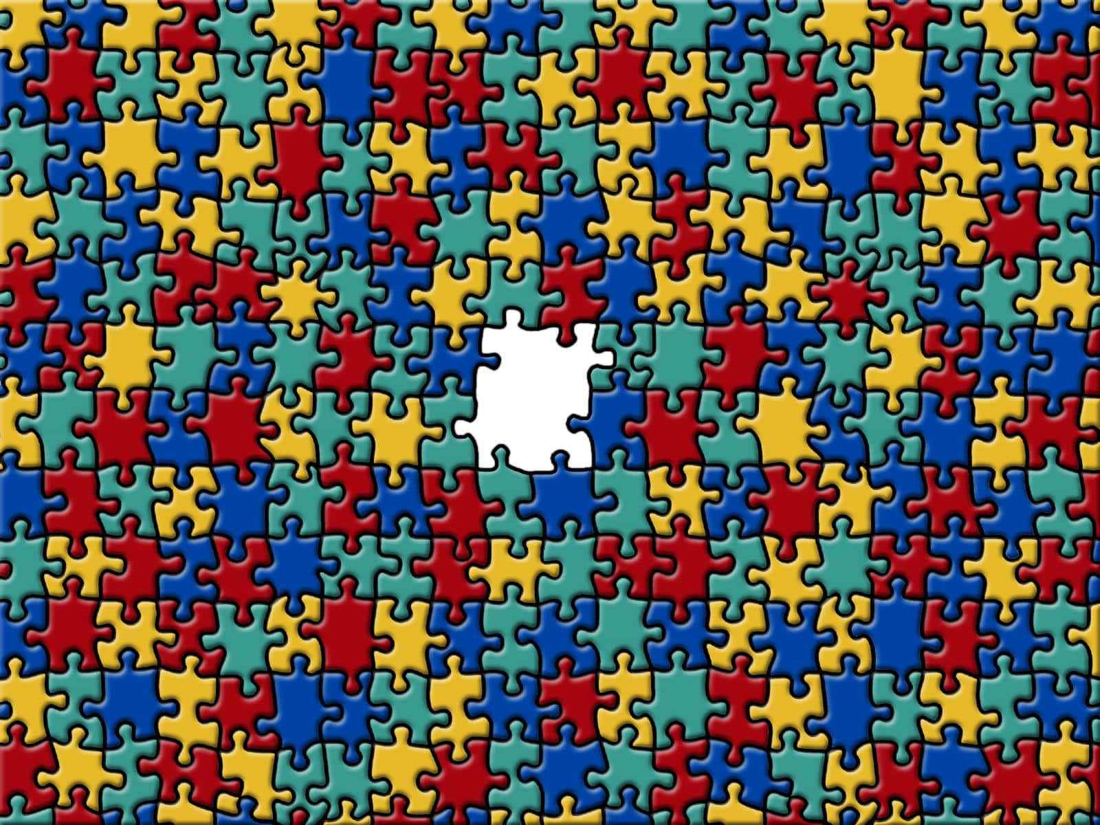 Autism Puzzle Piece With A White Piece Missing Background