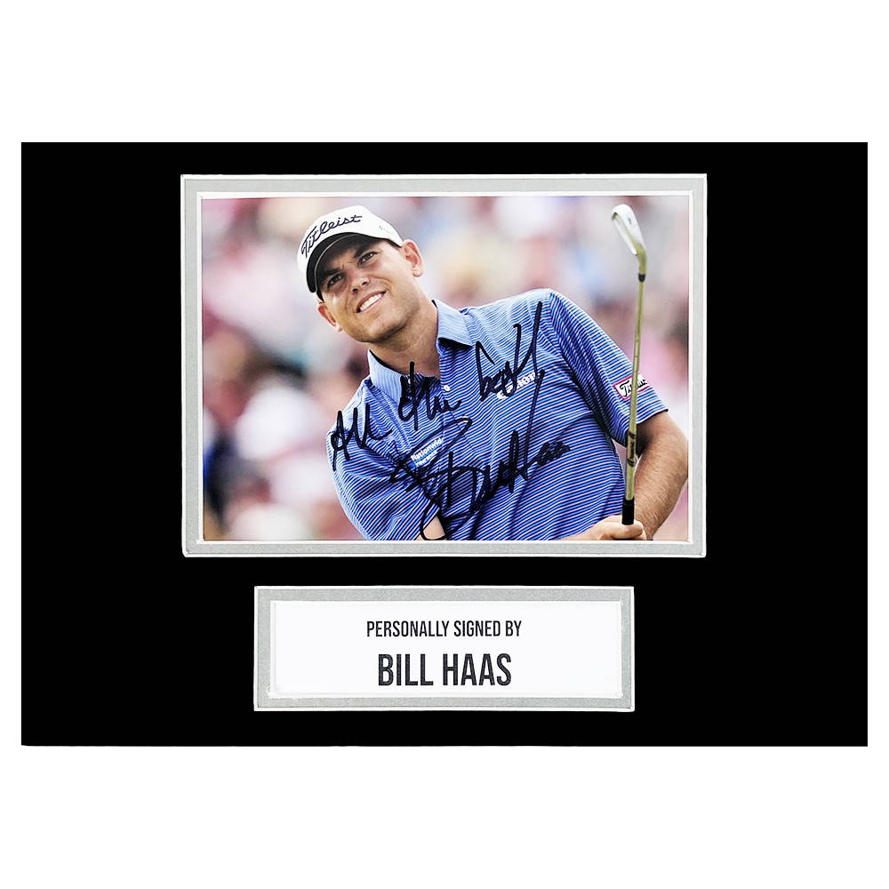 Autographed Photo Of Golf Pro Bill Haas Background