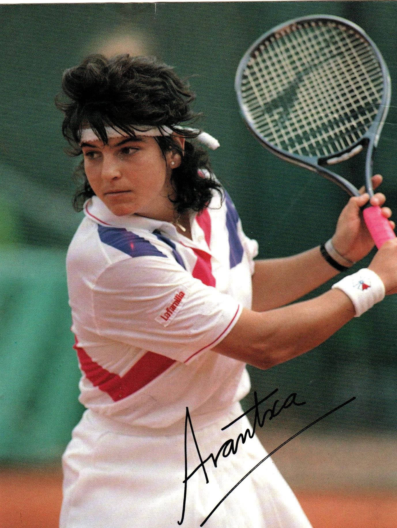 Autographed Poster Of Arantxa Sanchez Vicario – Tennis Legend Background