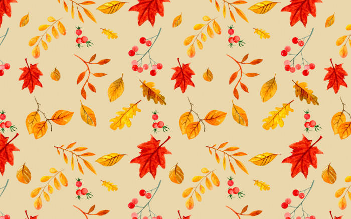 Autumn Berries And Leaves Aesthetic Background