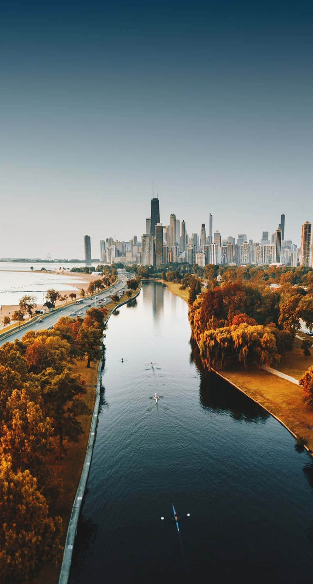 Autumn Chicago City Iphone Skyline Background