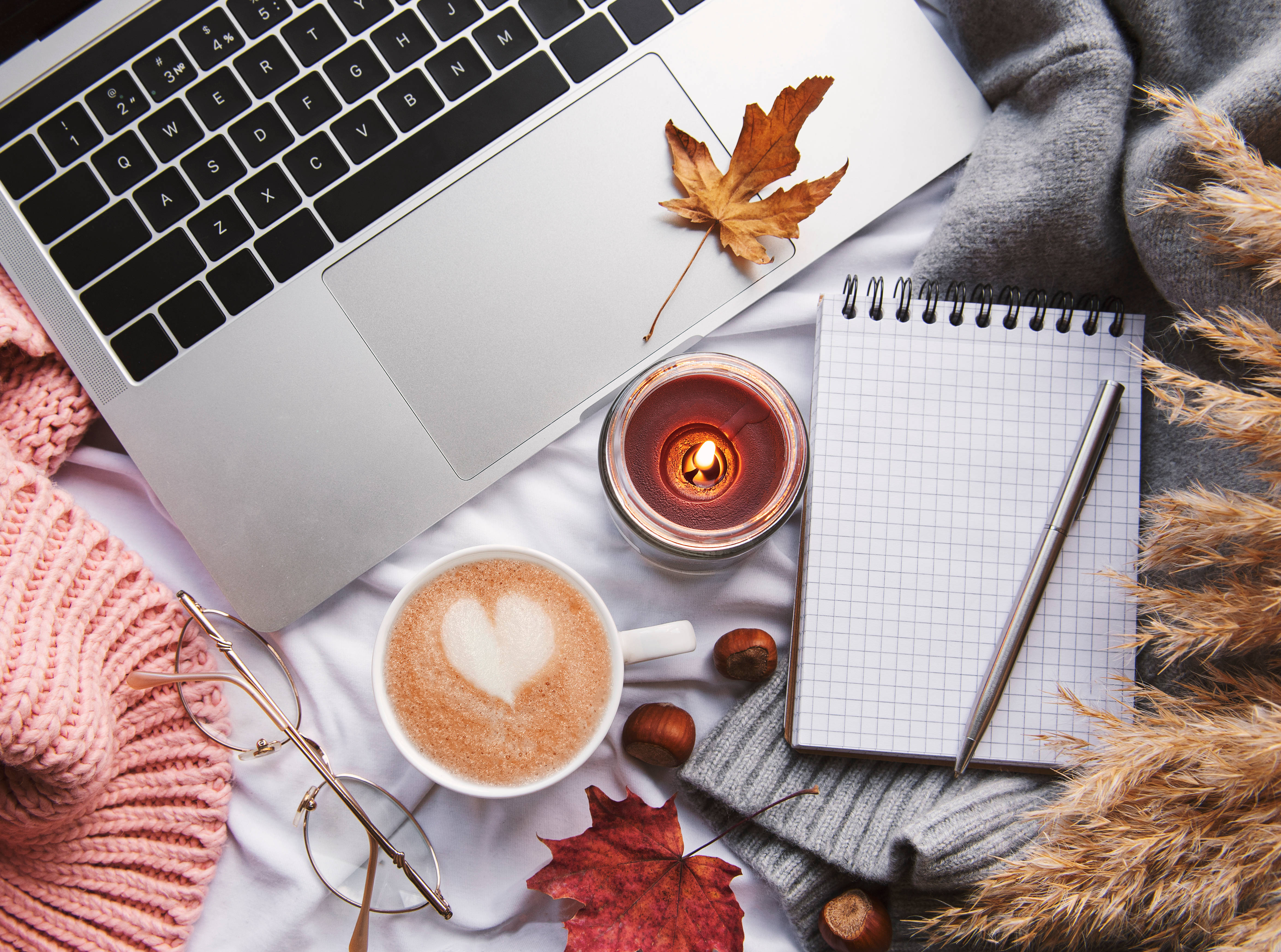 Autumn Coffee Laptop Flat-lay