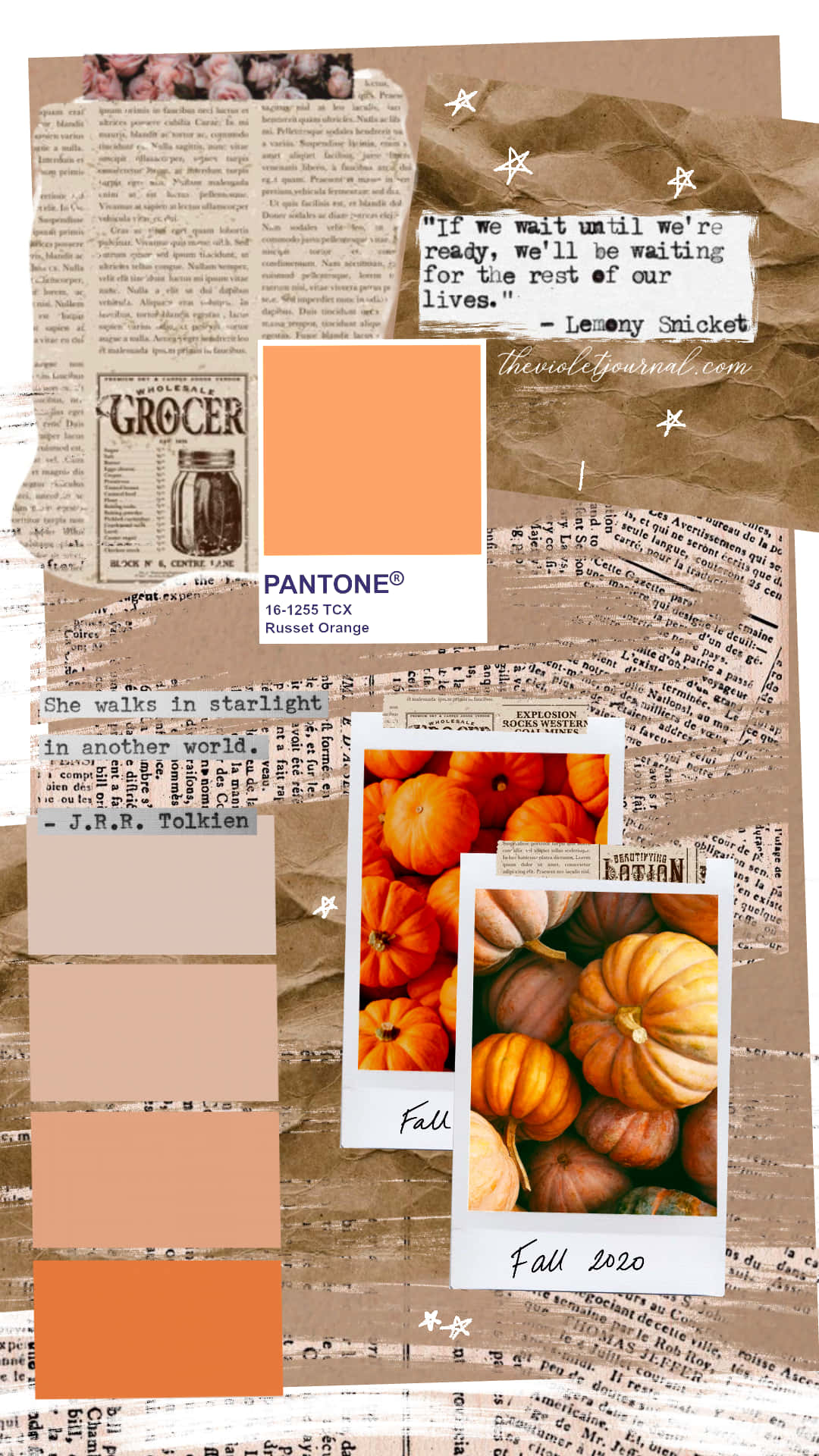 Autumn Color Theme Collage Background
