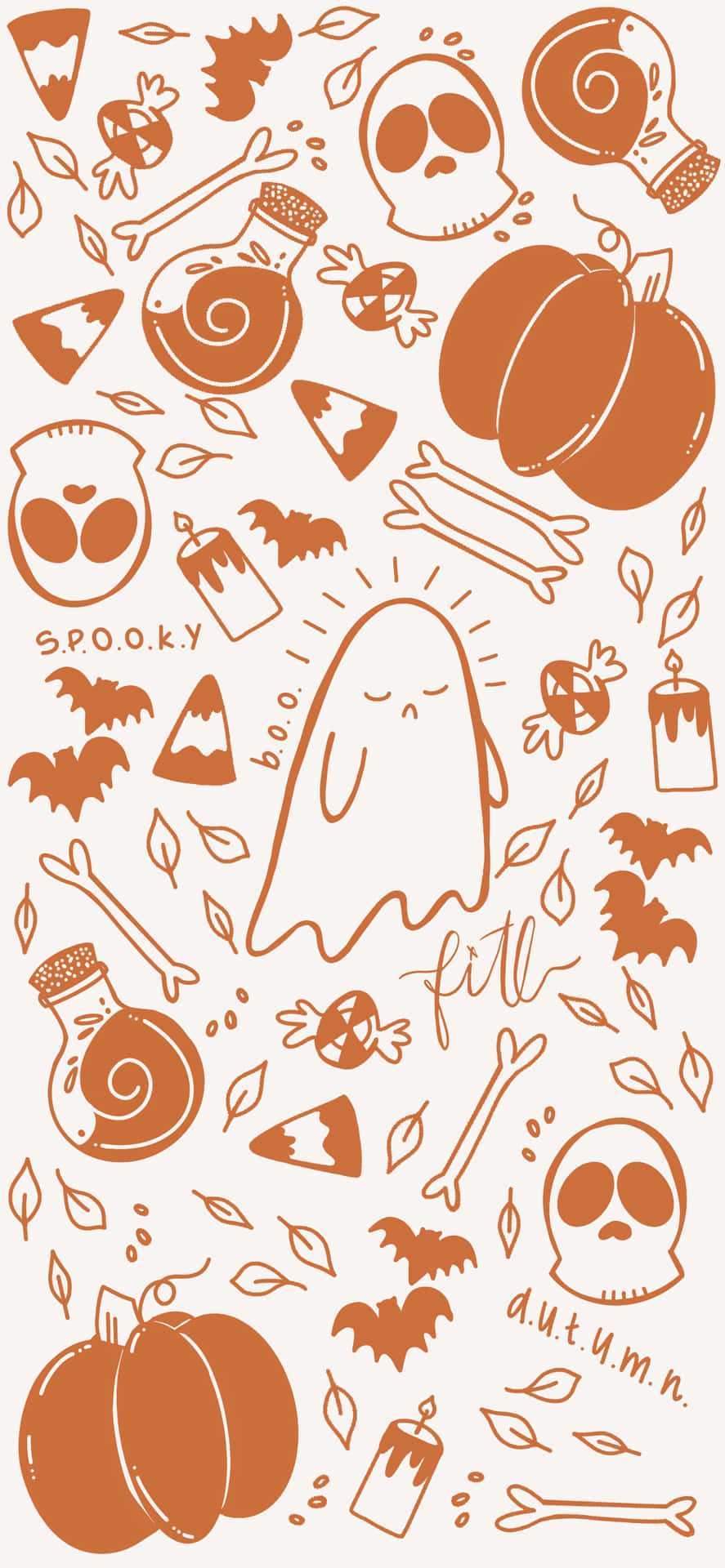 Autumn Halloween Ghost Pattern Background