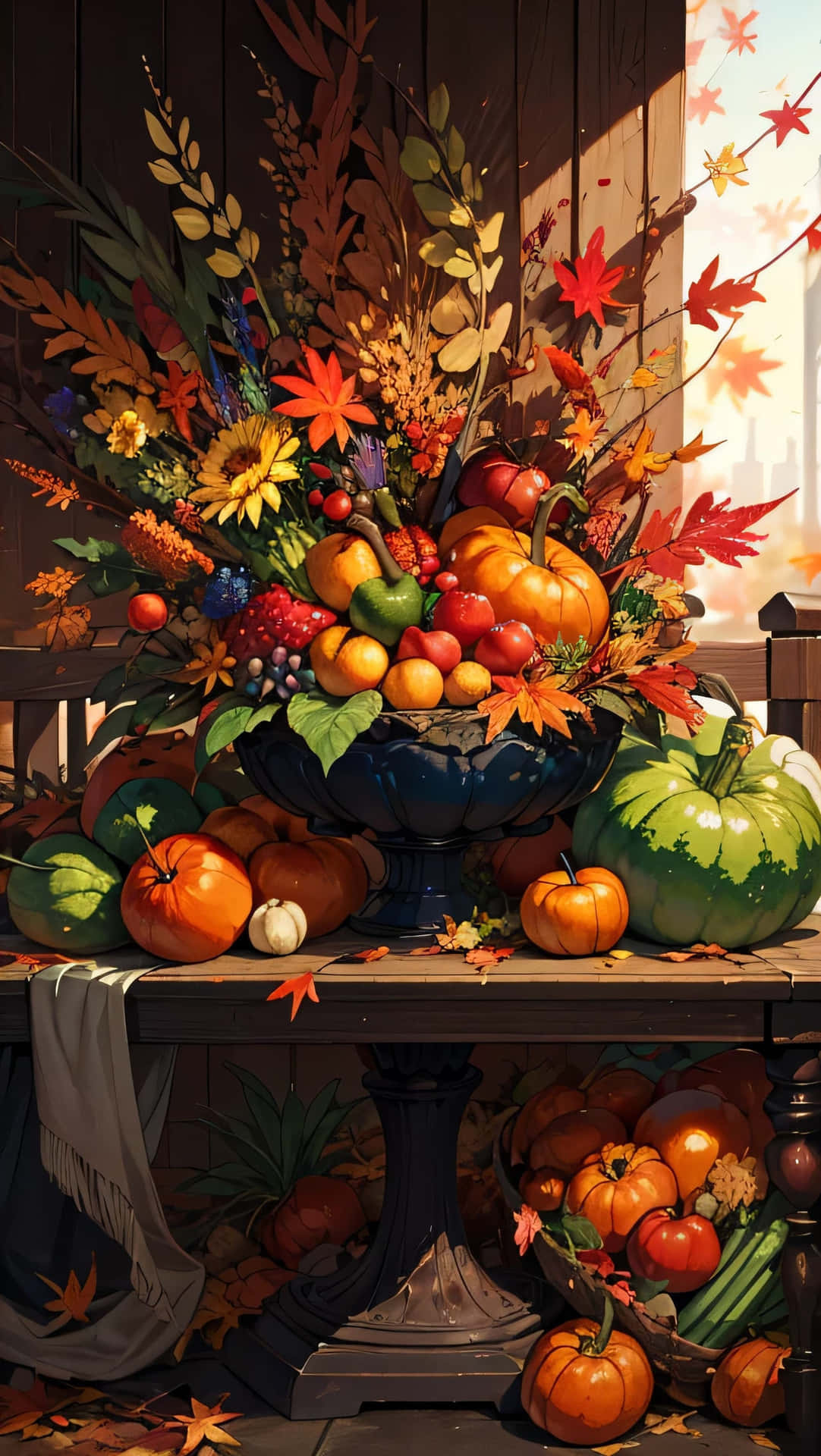 Autumn Harvest Pumpkin Display Background
