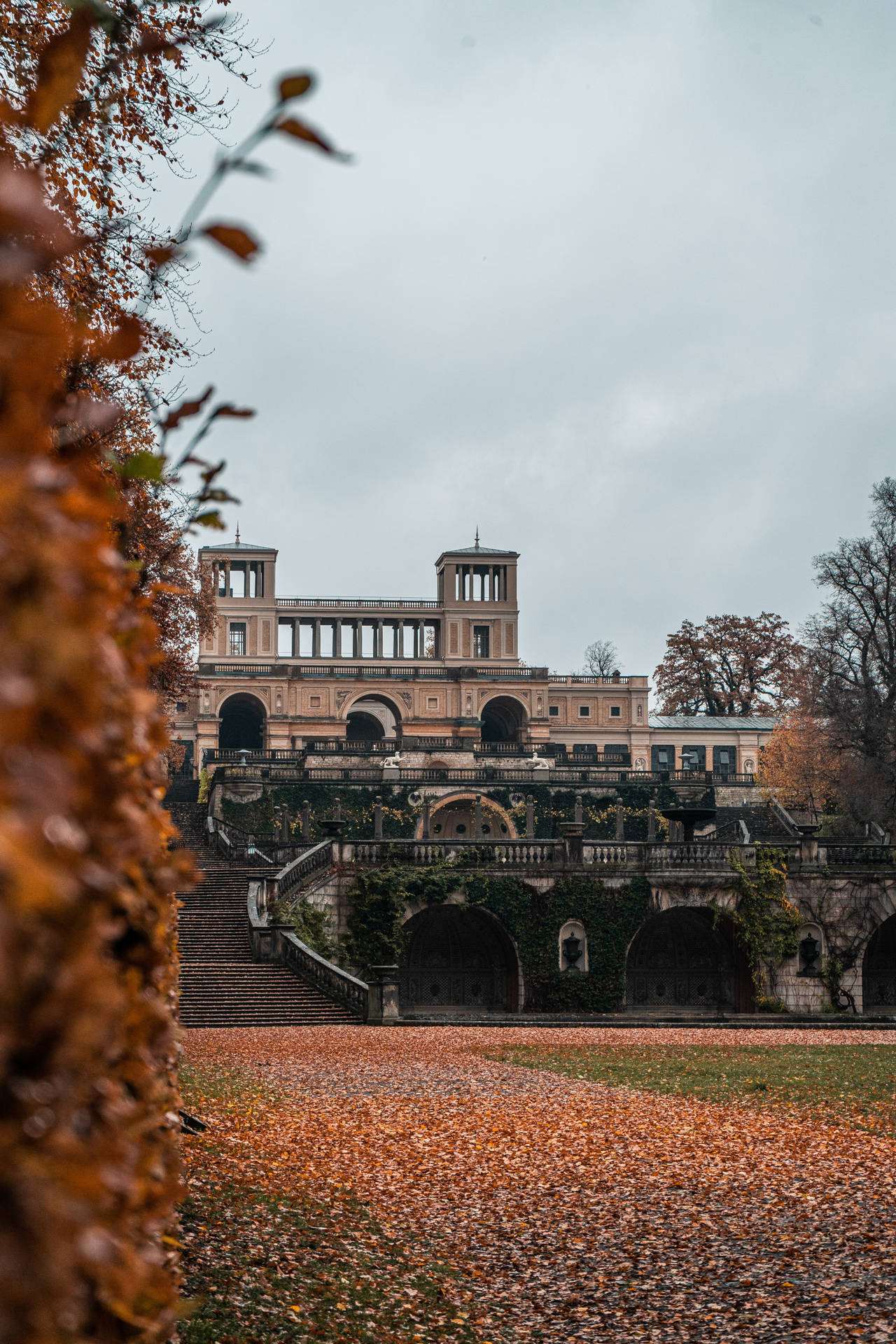 Autumn In Orangery Palace Potsdam Background