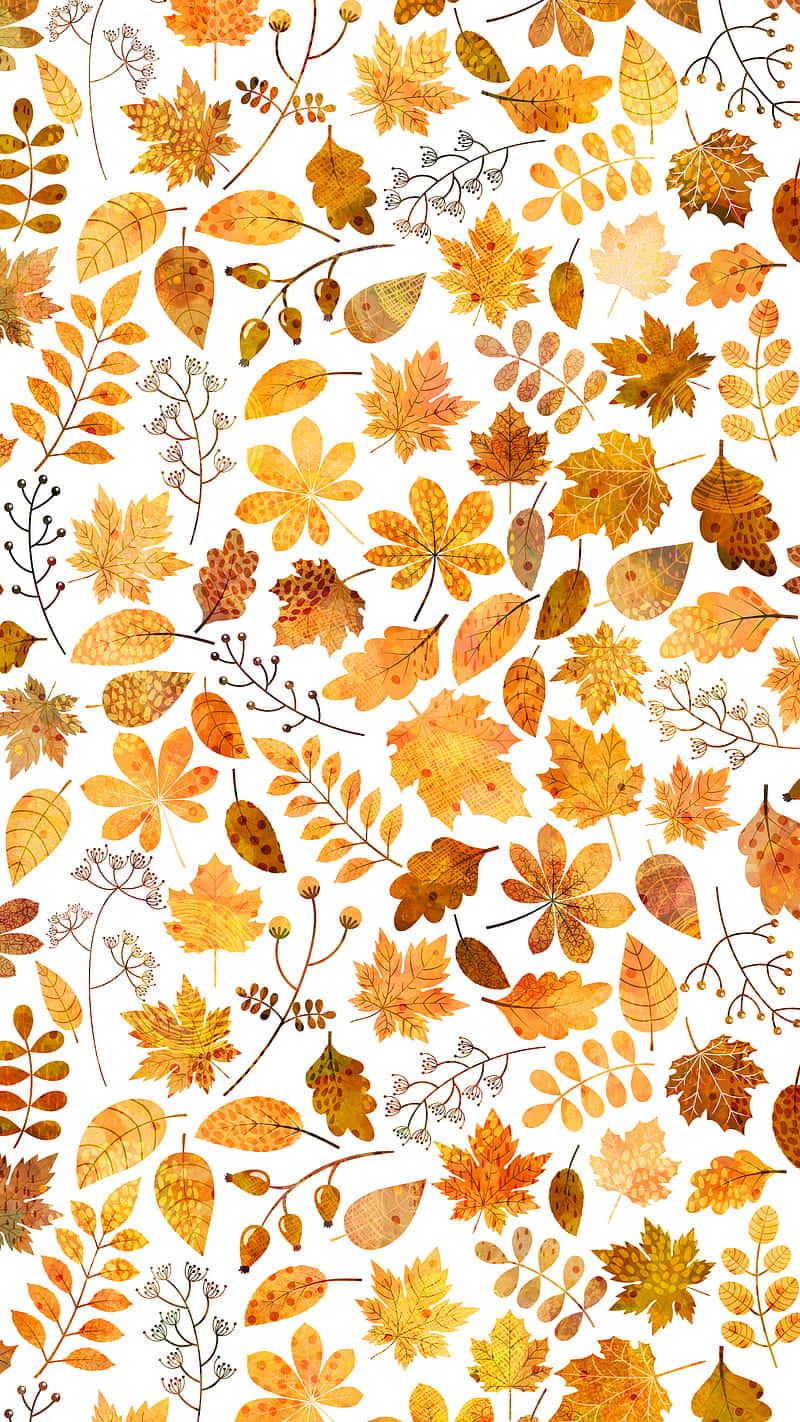 Autumn Leaves Patterni Phone Wallpaper Background