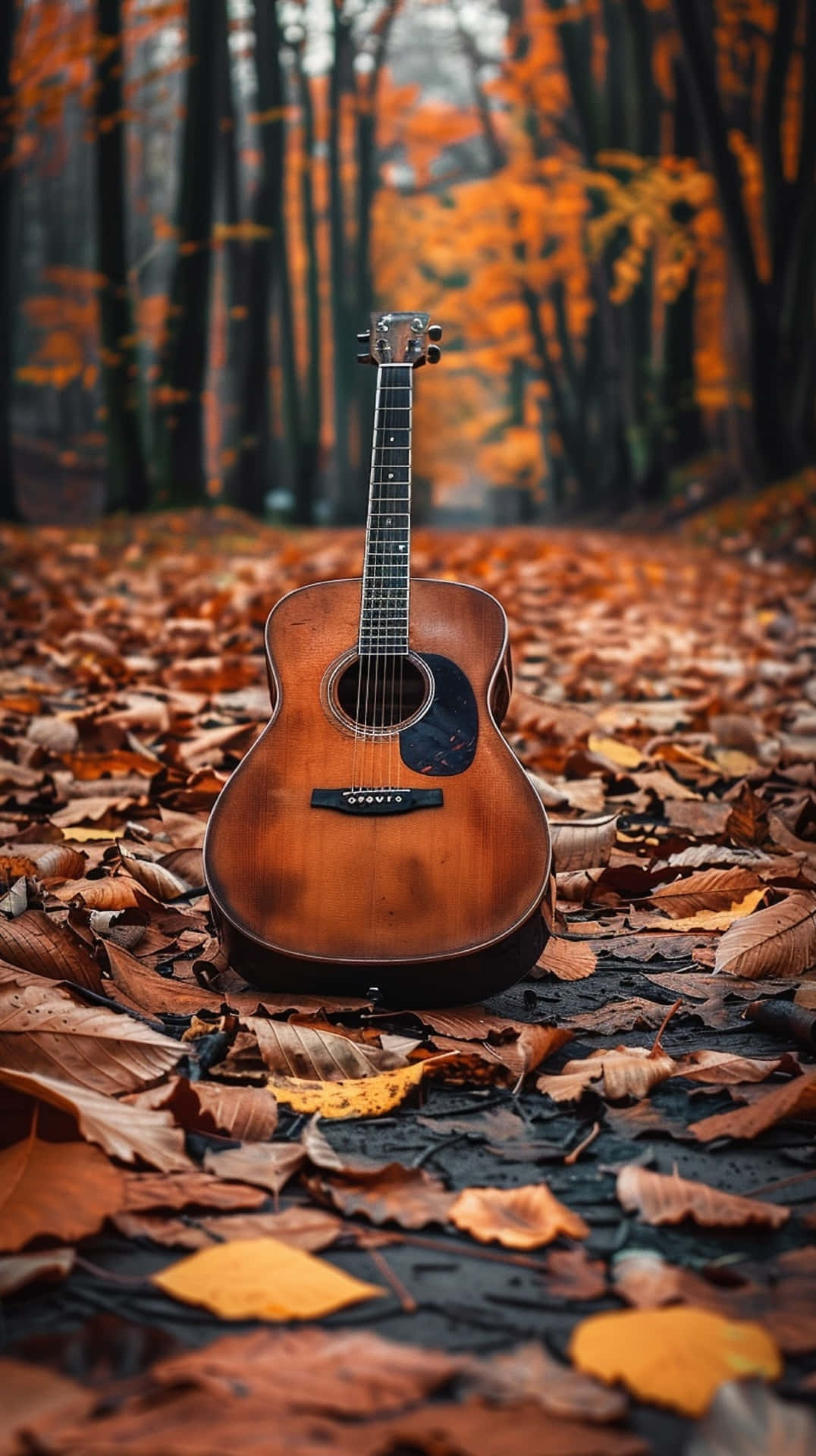 Autumn Melody Guitarin Forest Background