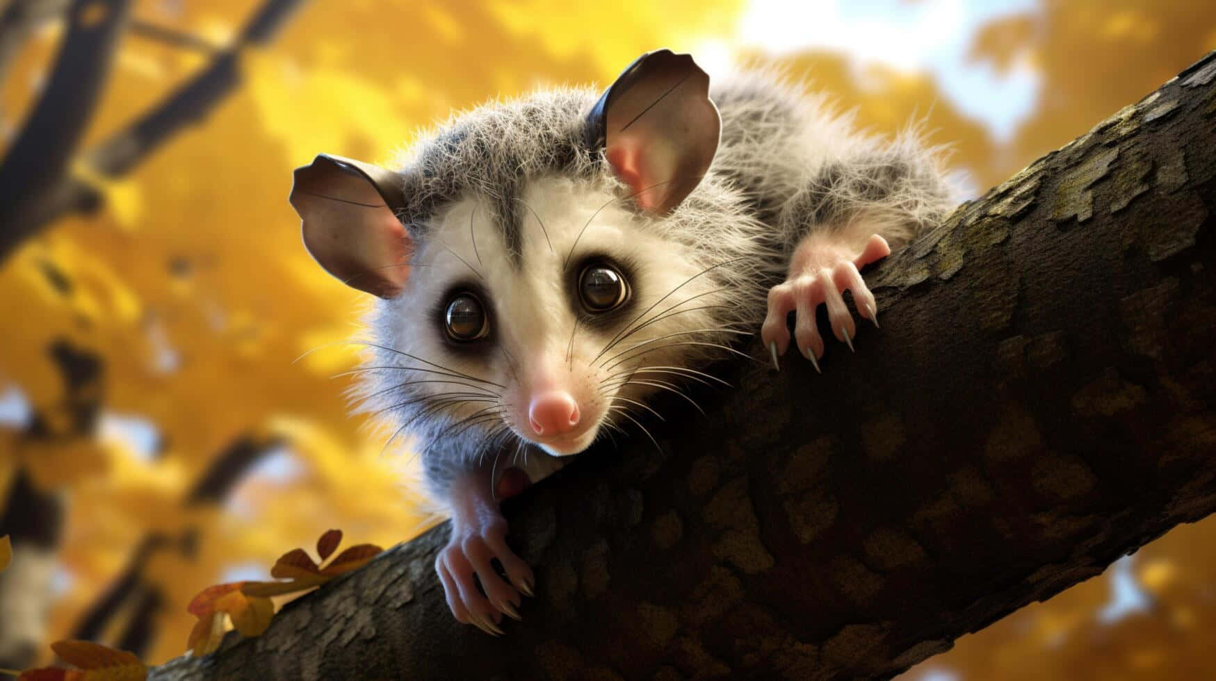 Autumn_ Possum_ Perched_on_ Tree_ Branch