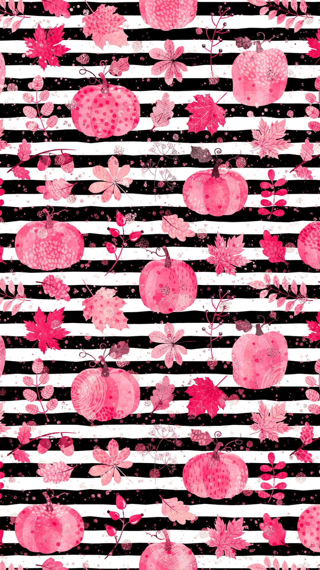 Autumn Pumpkin Pattern Black Stripes Background