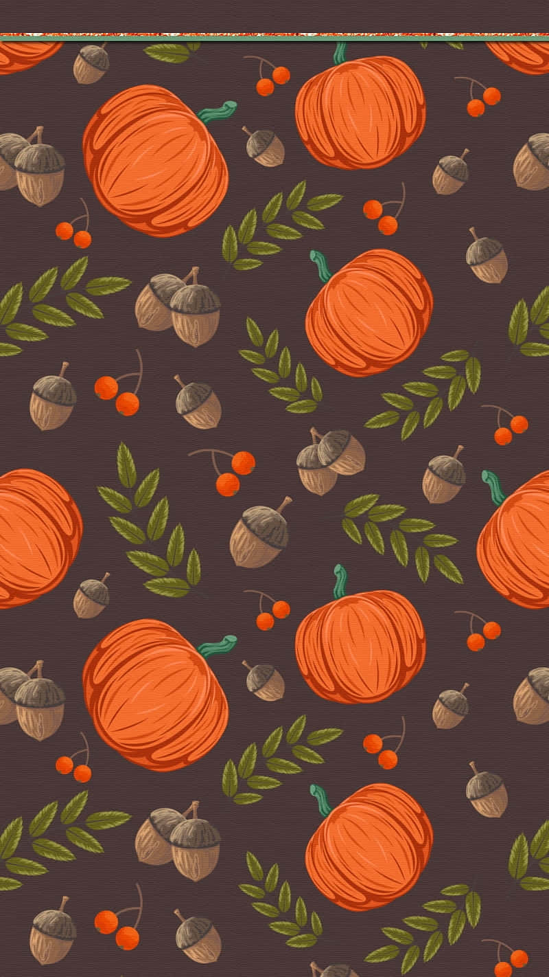 Autumn Pumpkin Patterni Phone Wallpaper Background