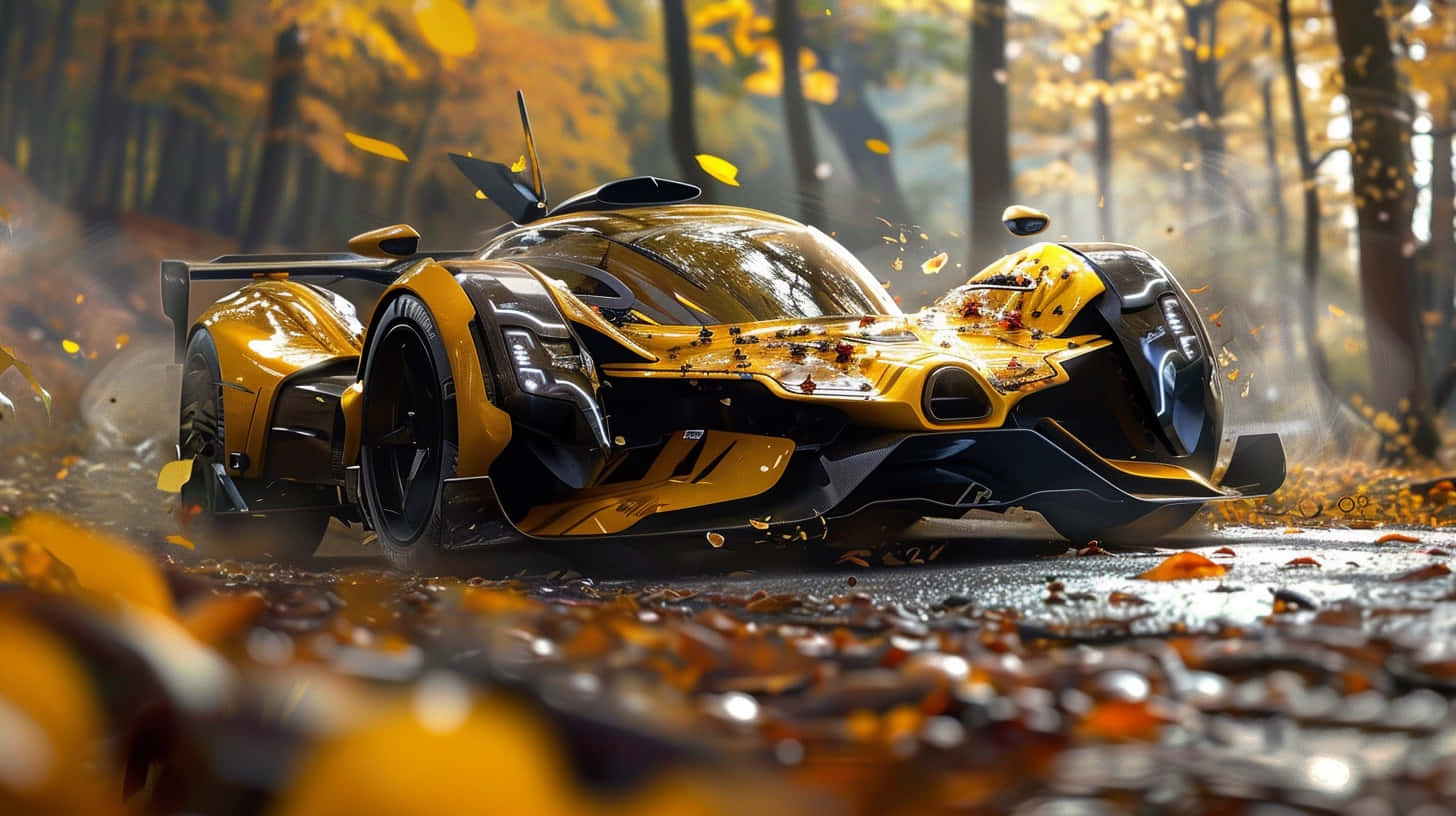 Autumn Racing Supercar Background