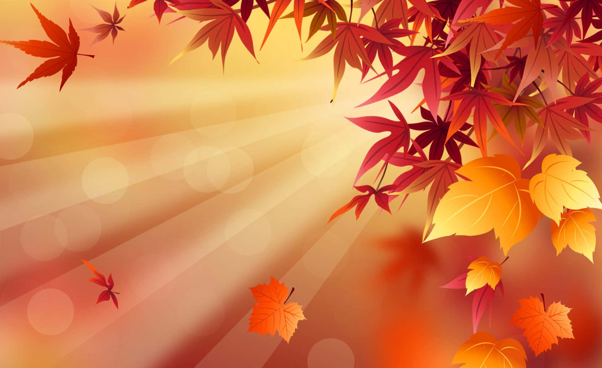Autumn Season Falling Leaves Digital Art