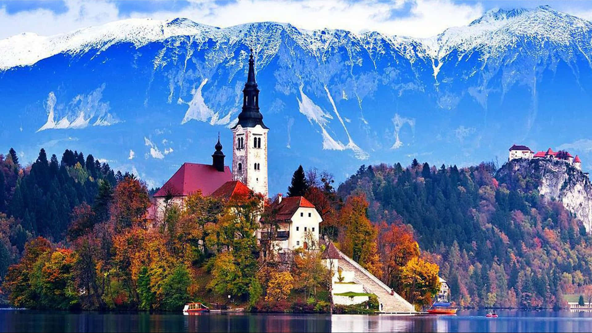Autumn Season In Lake Bled Background