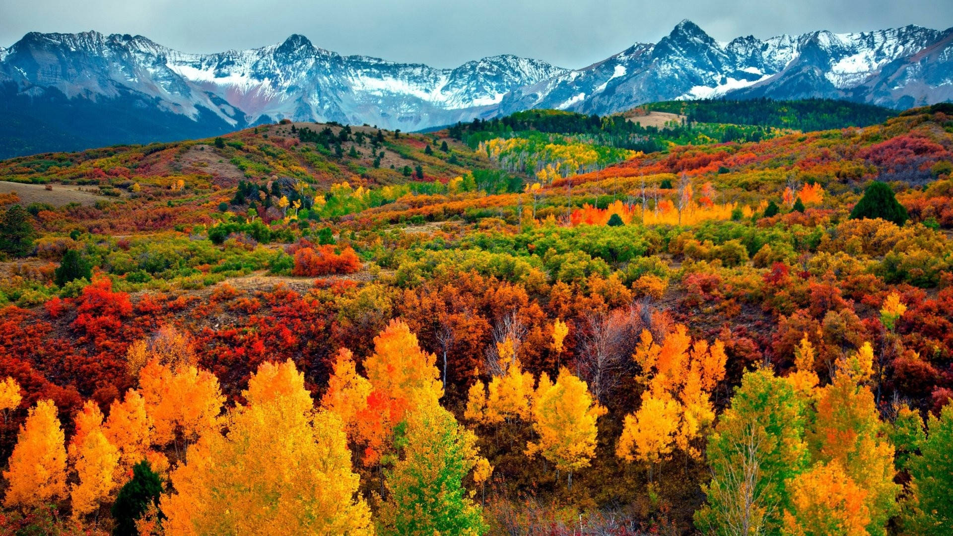 Autumn Season Mountains Background
