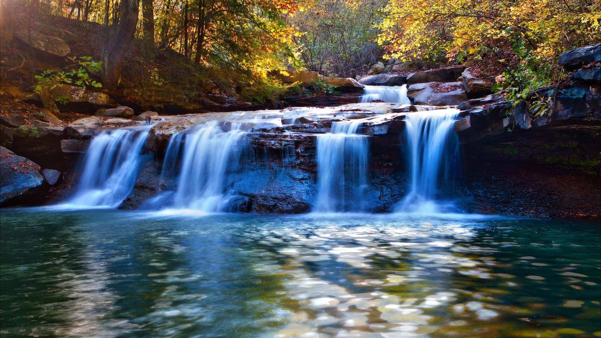 Autumn Season Spectacular Waterfall Desktop