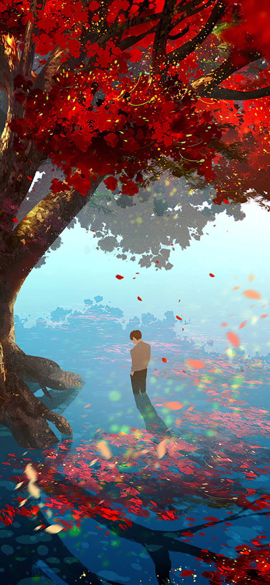 Autumn Tree Anime Phone Background