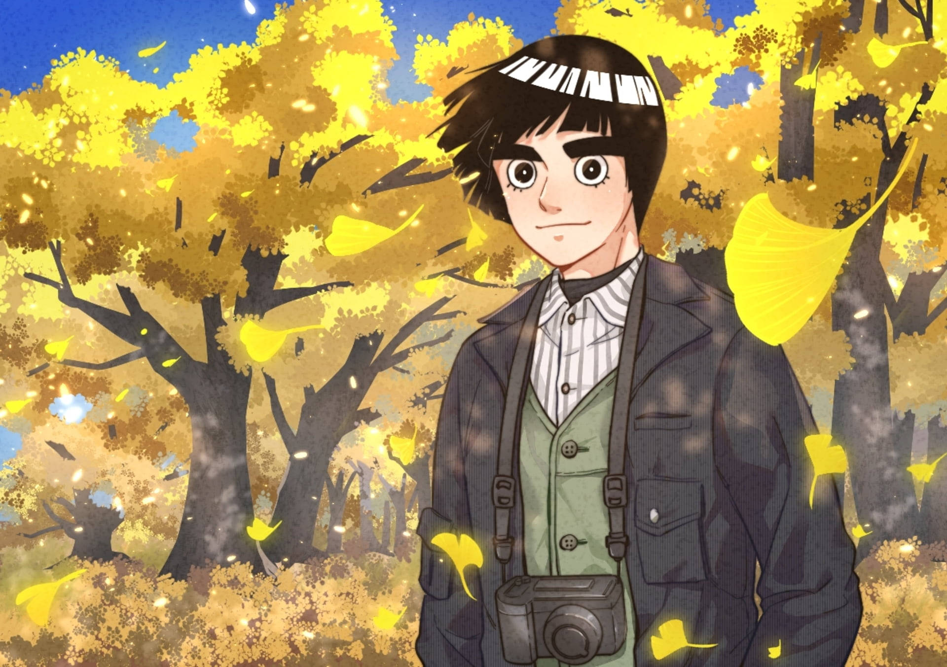 Autumn With Rock Lee Background