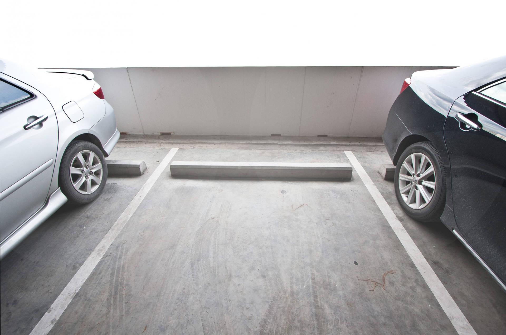Available Parking Slot Between Two Cars Background