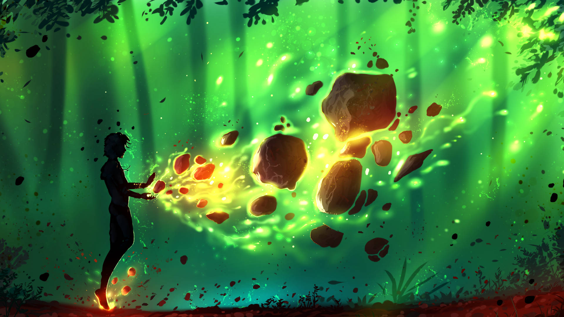 Avatar Korra With Blazing Green Fire Background