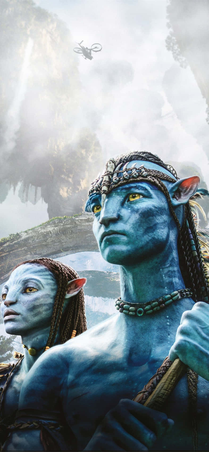 Avatar Movie Characters Looking Upward Background